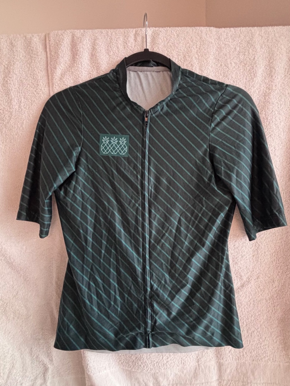 Women's Black & Teal Striped Zip-Front Jersey